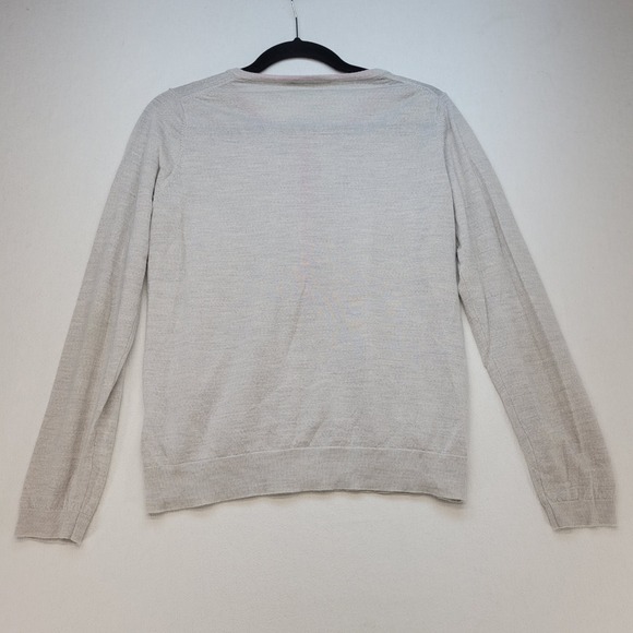 Boden Sweater Womens US 12 Light Gray 100% Wool Henley Button Neck - Picture 2 of 8